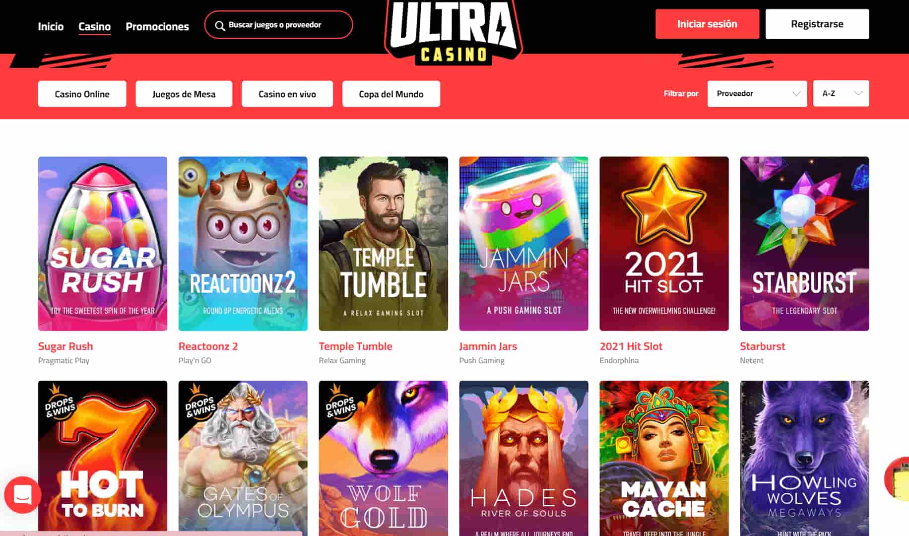 Ultracasino Catálogo de Juegos