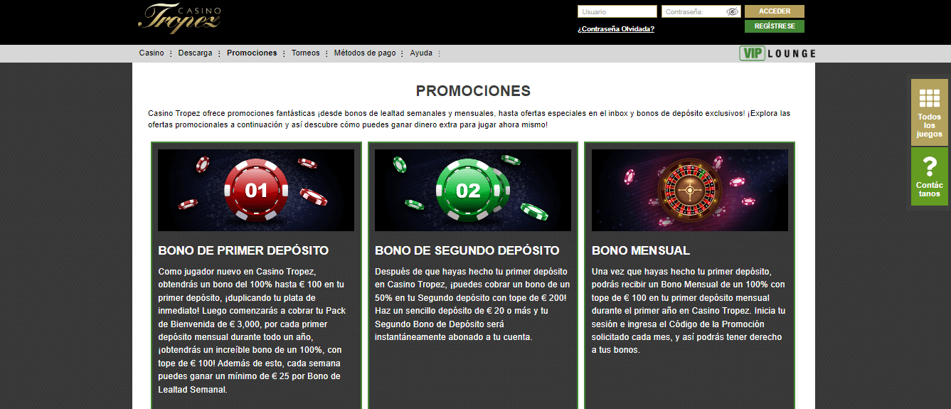 Casino Tropez Chile Promociones