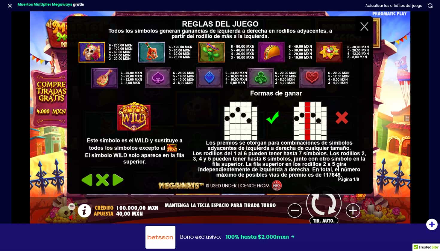 Tragamonedas Muertos Multiplier Megaways pagos