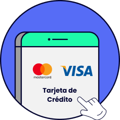 Texto tarjeta de crédito y logo de visa y mastercard 