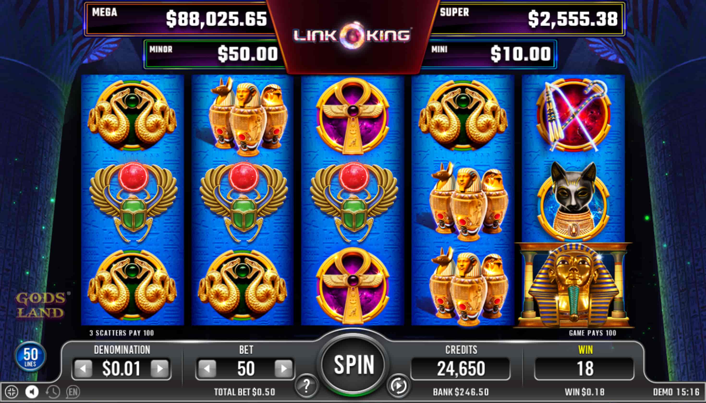 Link King Gods Land Bonos y promociones