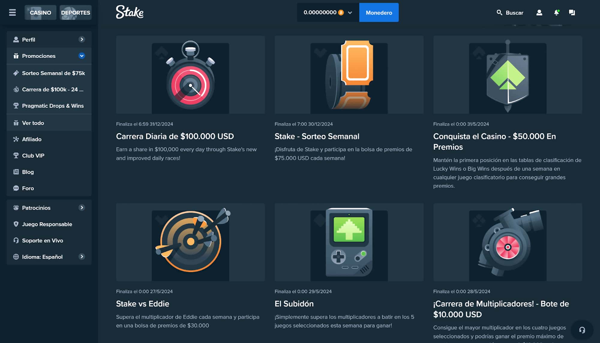 Stake Casino bonos y promociones