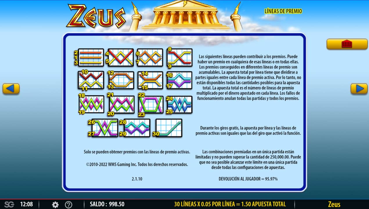 Bonus Tragamonedas Zeus WMS
