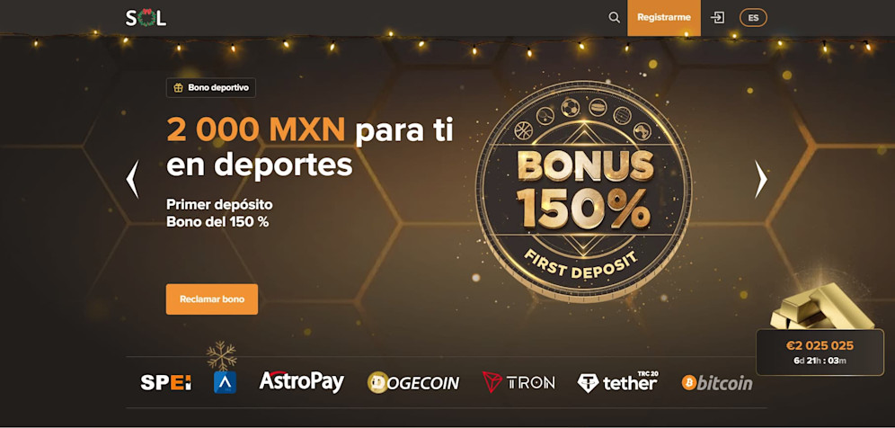 Sol Casino Homepage