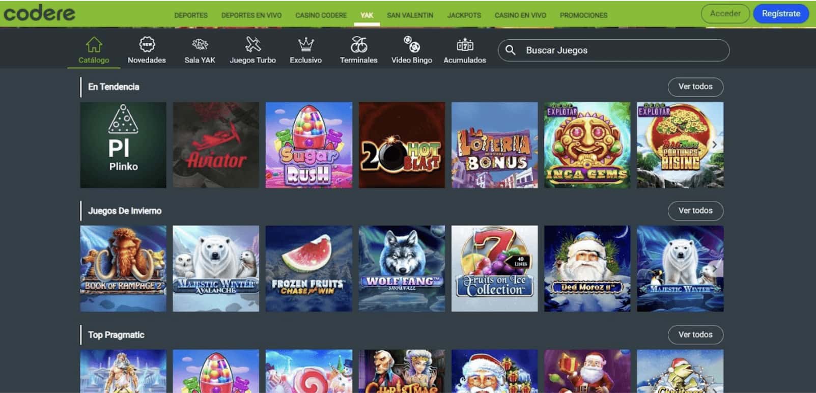Codere Catálogo de juegos 