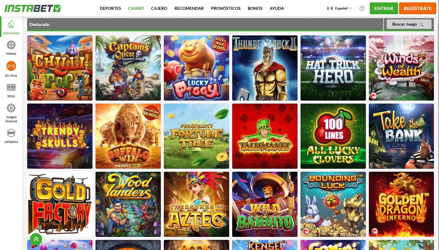Instabet Catálogo de juegos