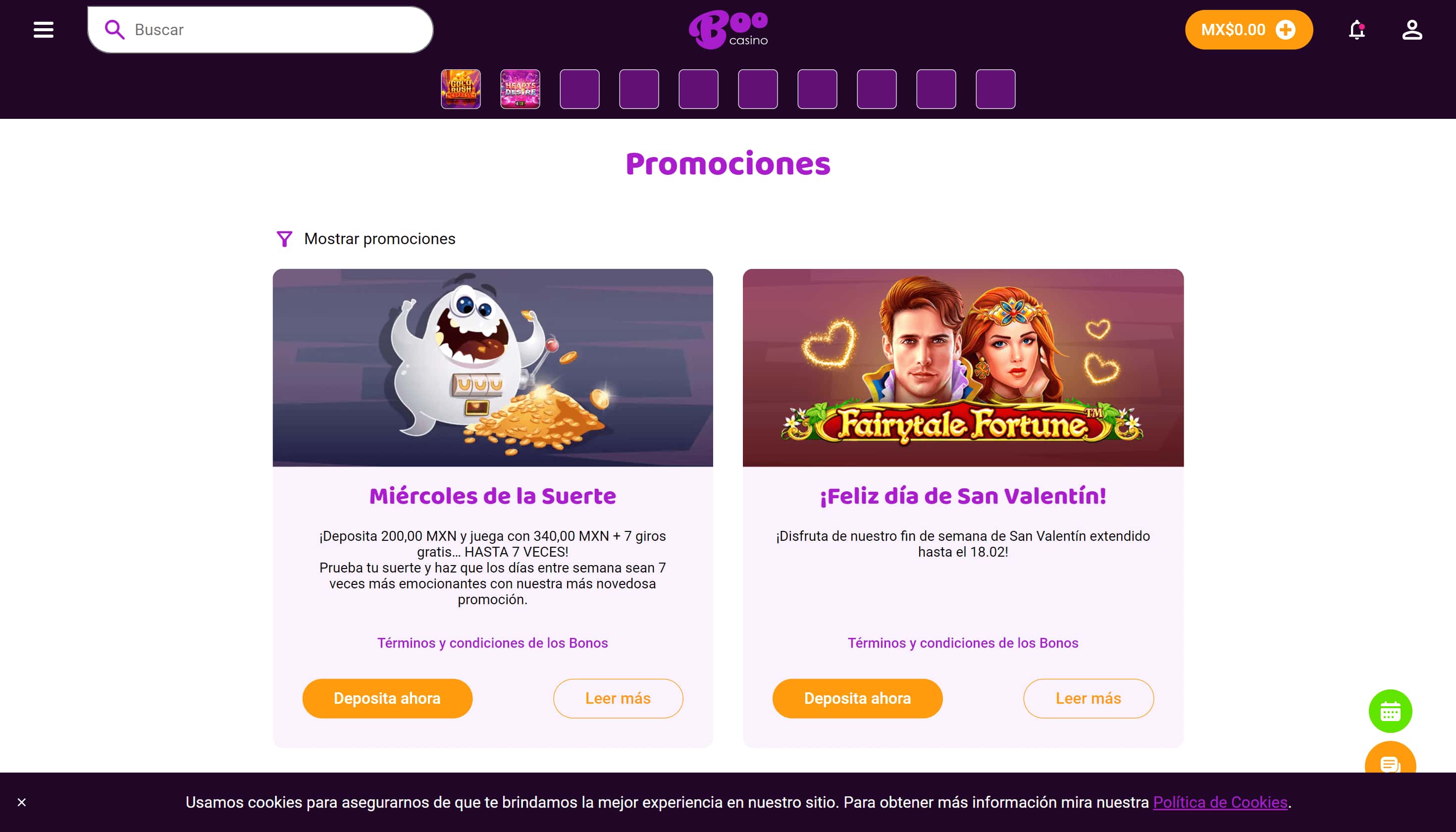 Boo Casino México bonos y promos