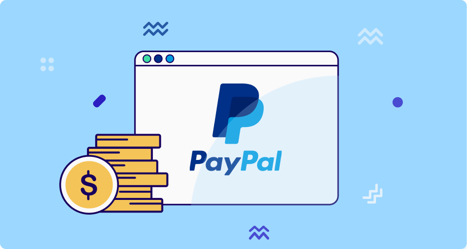 Logo de Paypal en una pantalla con monedas