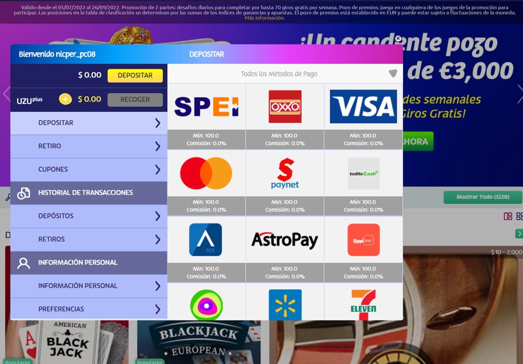 Métodos de Pago en Play Uzu