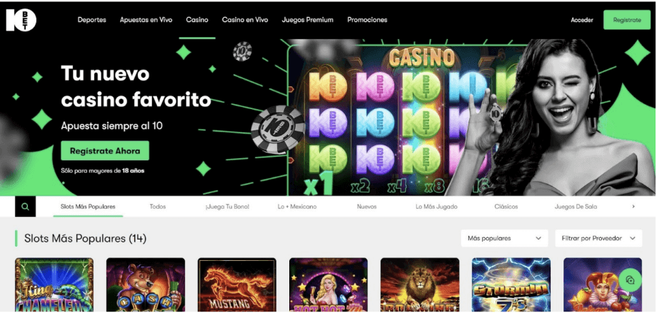 10bet casino screen