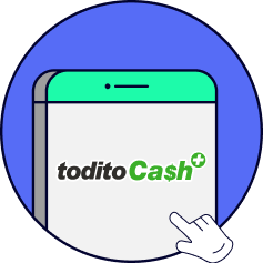 Logo Todito Cash dentro de la pantalla de un celular