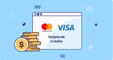 Texto de Tarjeta de crédito con logo de  mastercard y logo de visa en una pantalla 