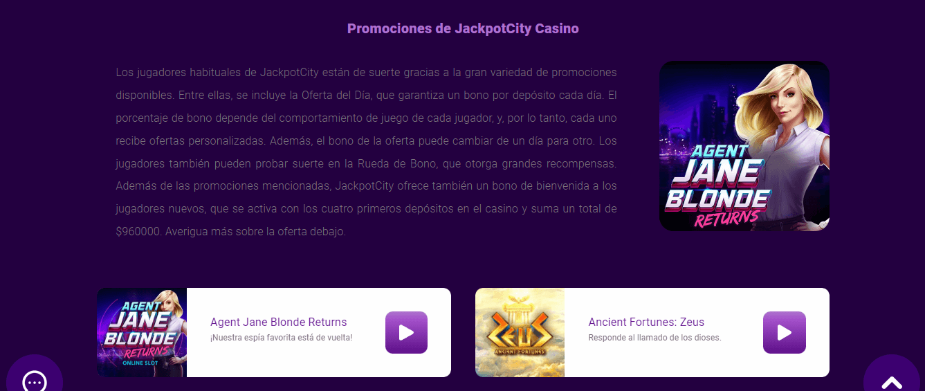 Jackpot City Promociones