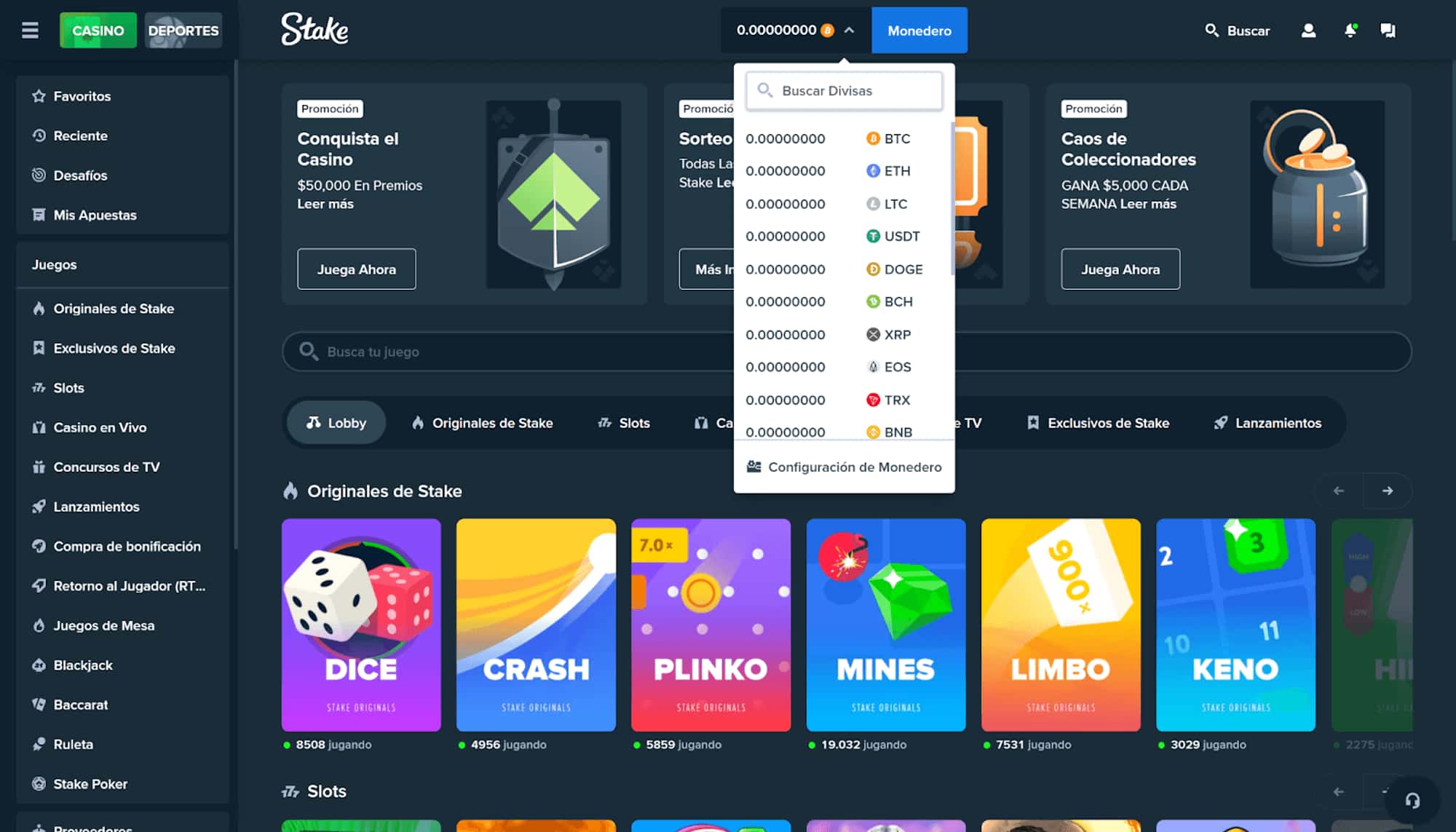 Stake Casino métodos de pago