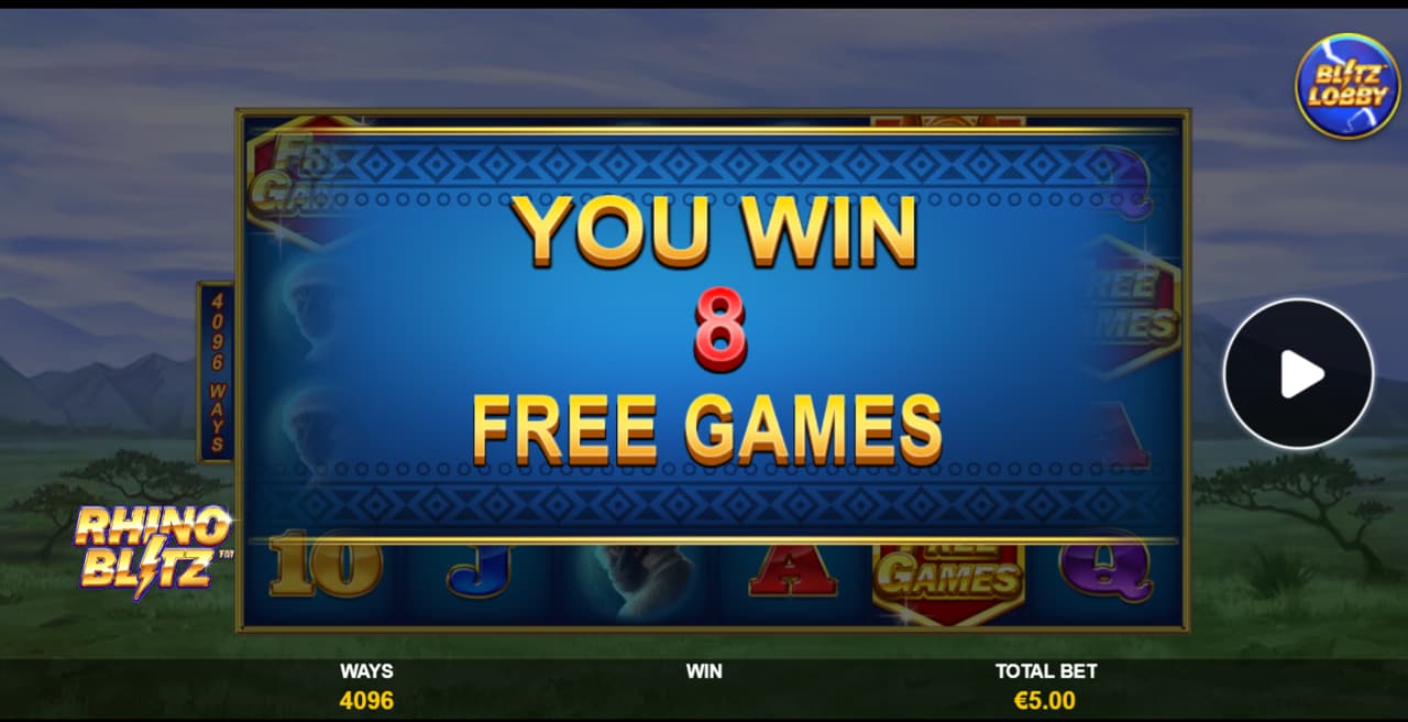 Juegos gratis en la tragamonedas Rhino Blitz