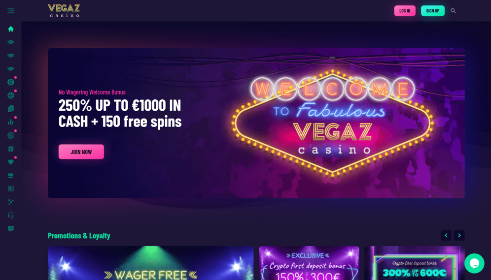 Vegaz Casino Homepage Inicio 
