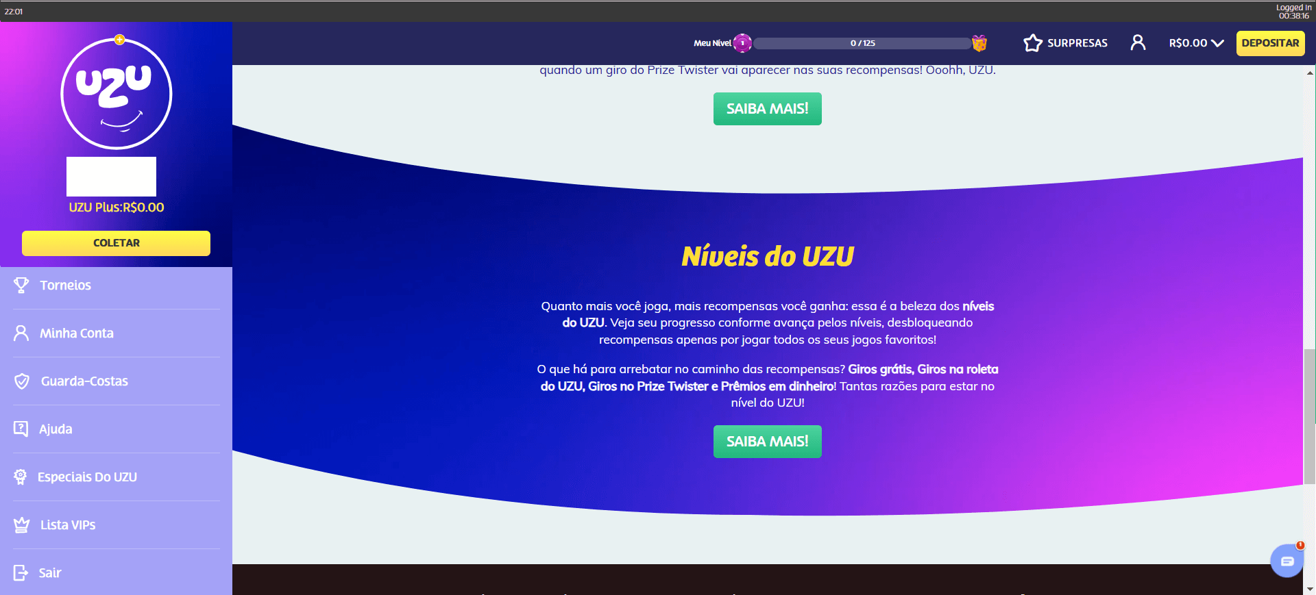 Níveis do UZU