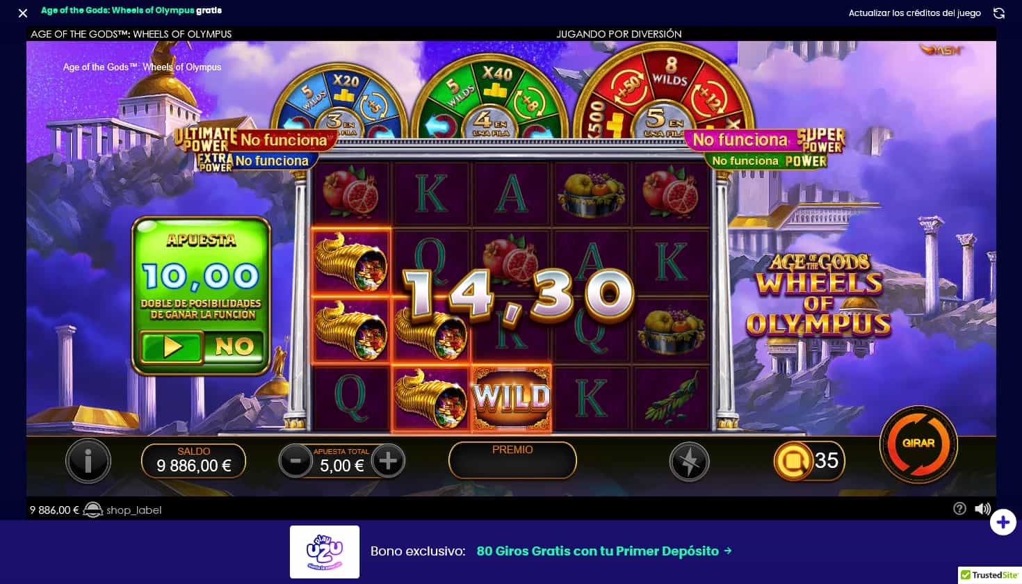 Tragamonedas Age of the Gods: Wheels of Olympus Bonus