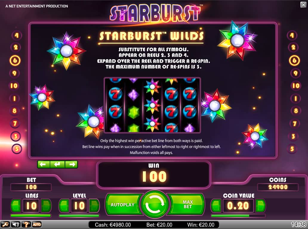 Bonificaciones tragamonedas Starburst