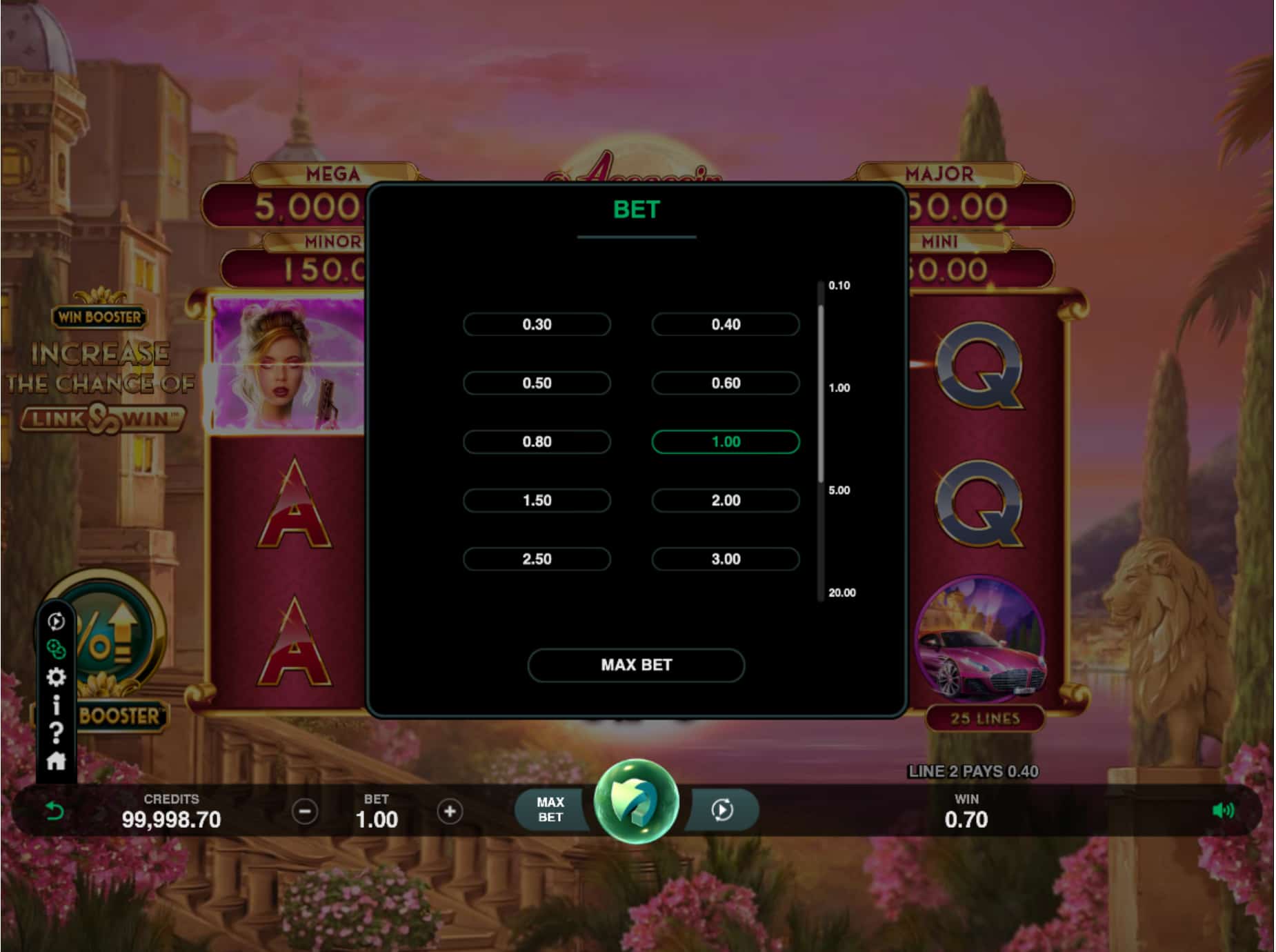 Mínimo de apuesta de Assassin Moon