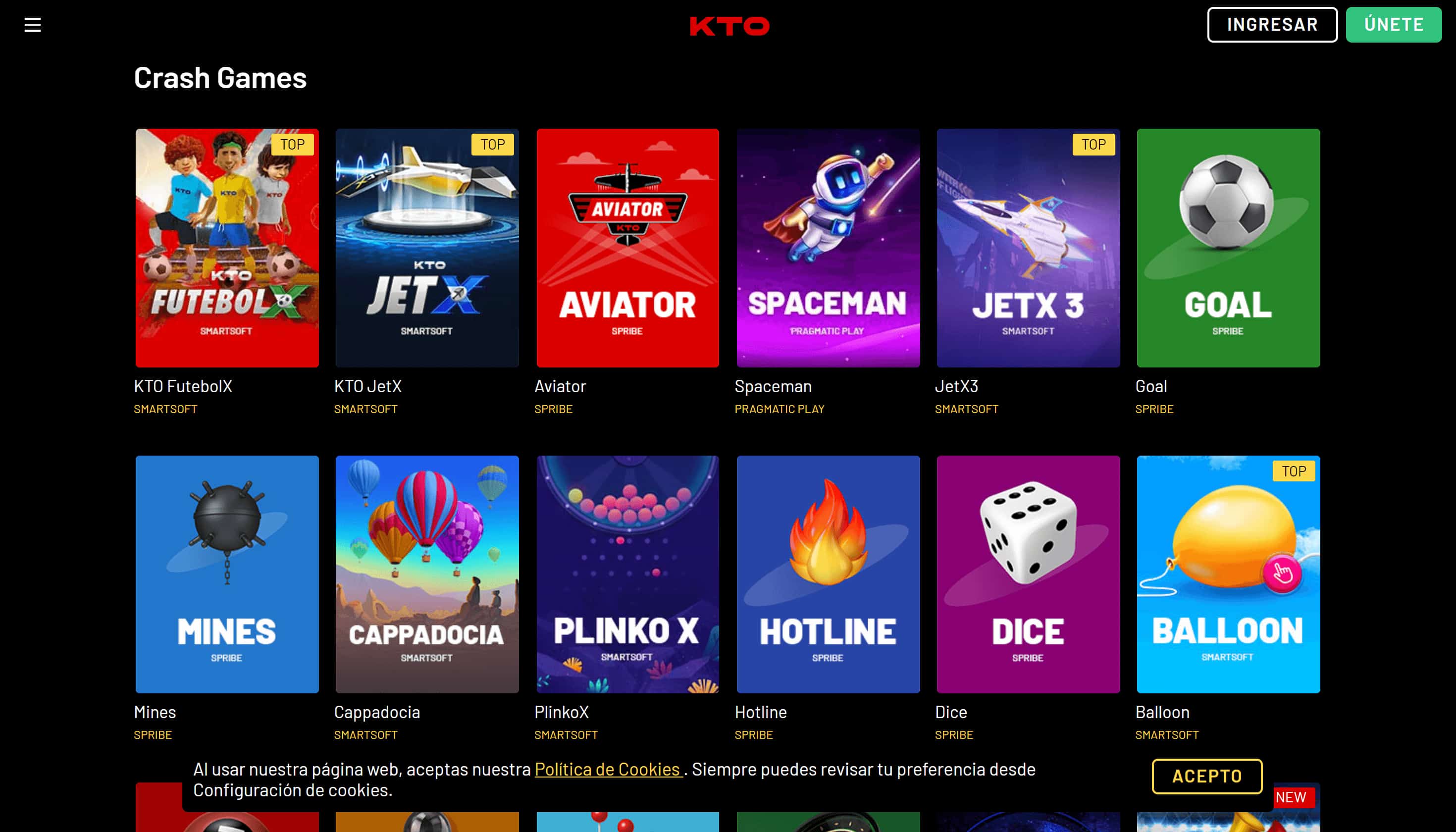 KTO Casino Catálogo de Juegos
