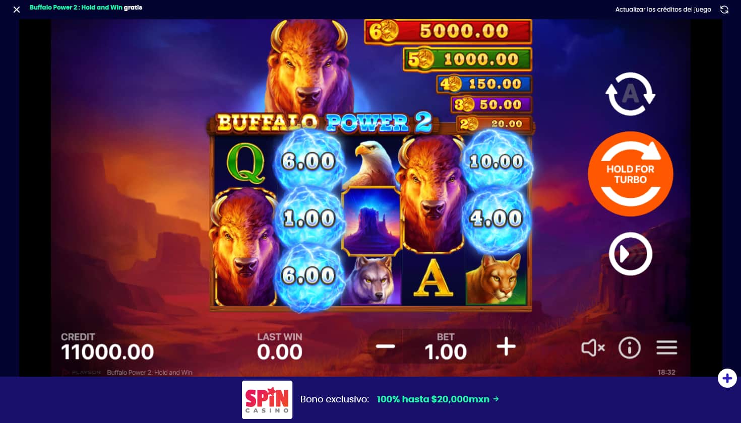 Buffalo Power 2 Hold and Win bonus