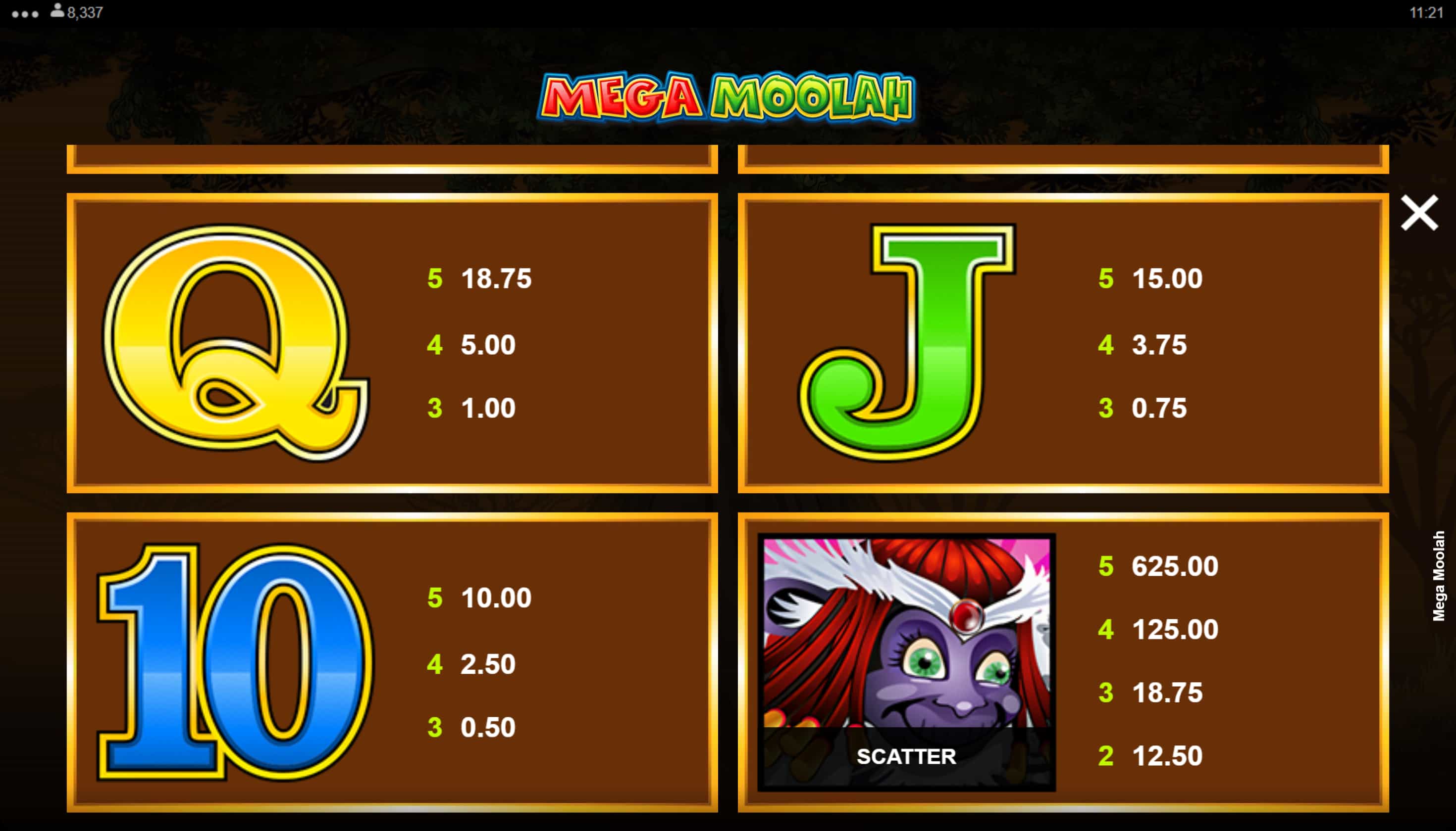 Mega Moolah bonus