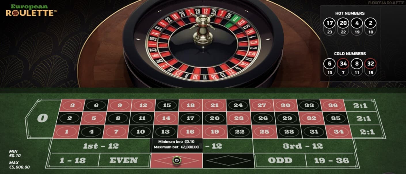 Juego European Roulette de NetEnt