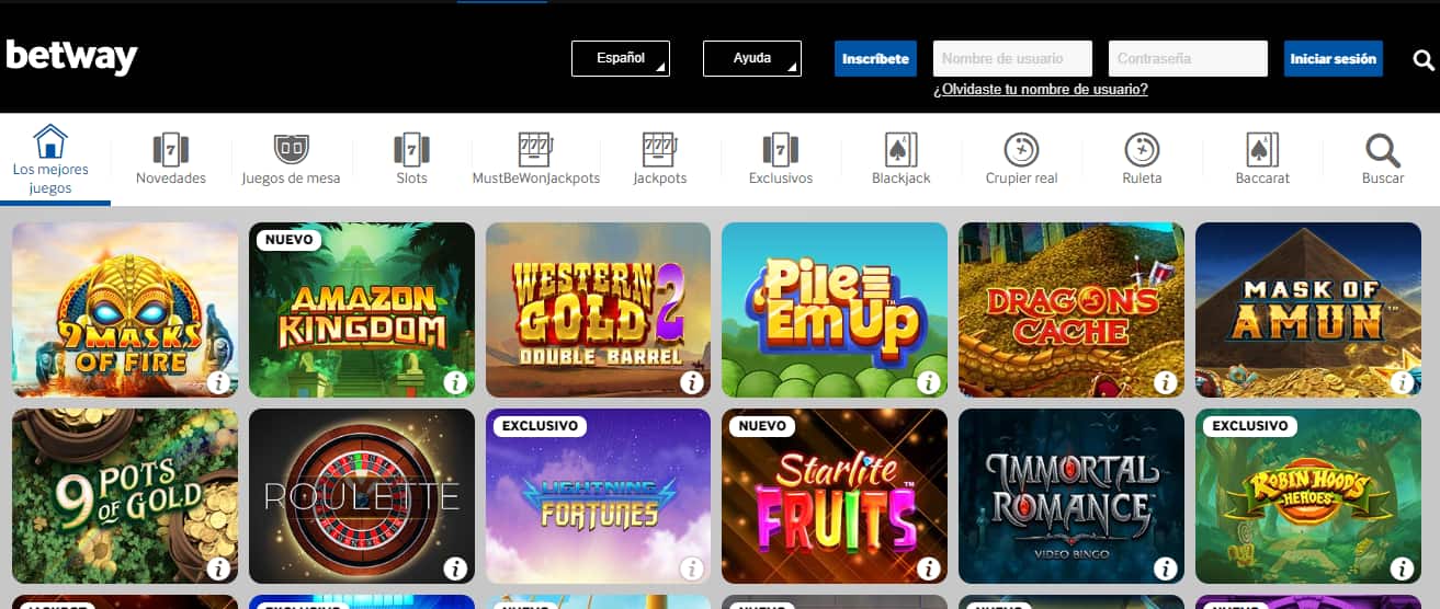 Betway Casino Chile Catálogo de juegos