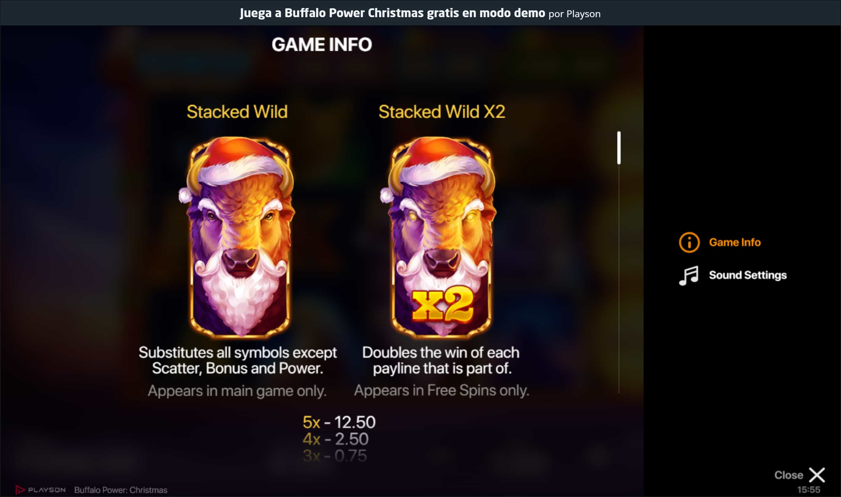 Buffalo Power Christmas Tabla de pagos