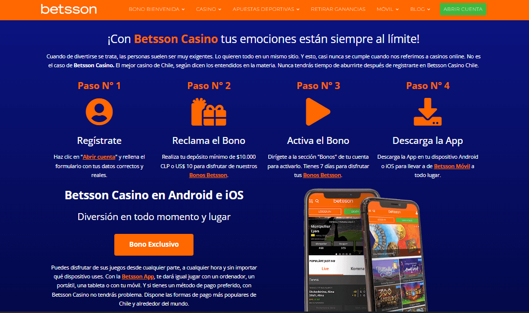 Betsson Casino Chile Bonus