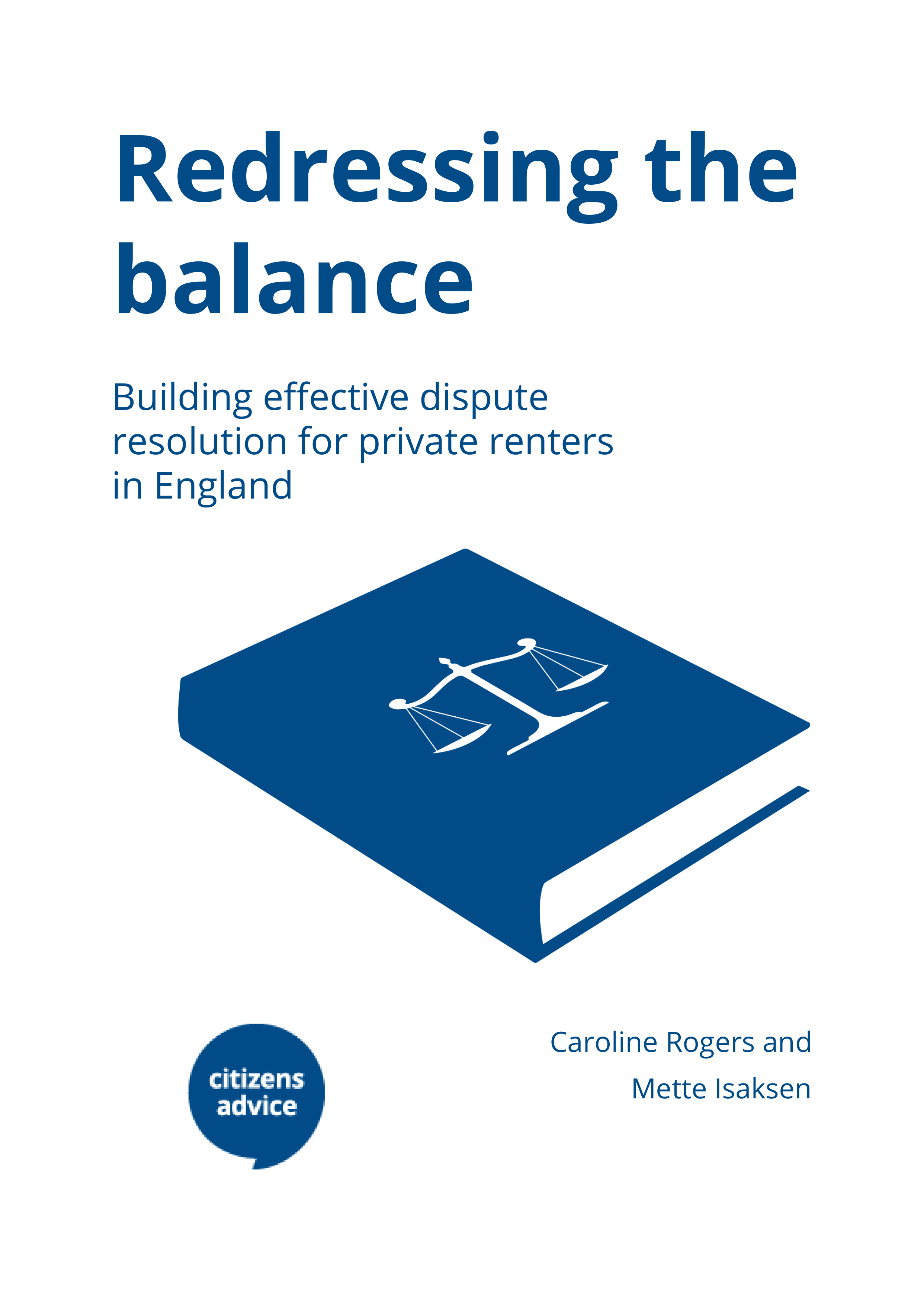 Redressing the balance report cover