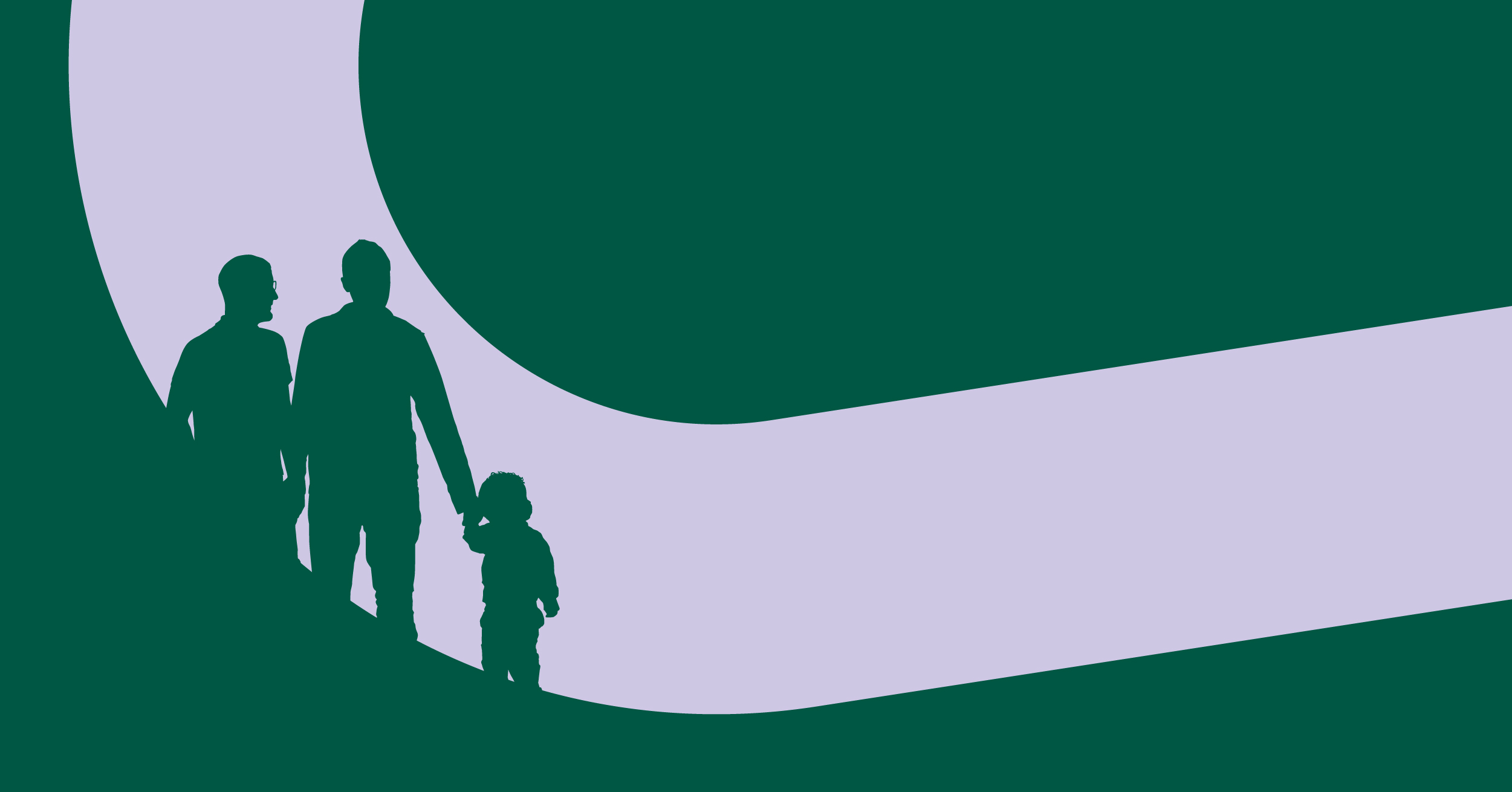 Silhouettes of two adults and a child