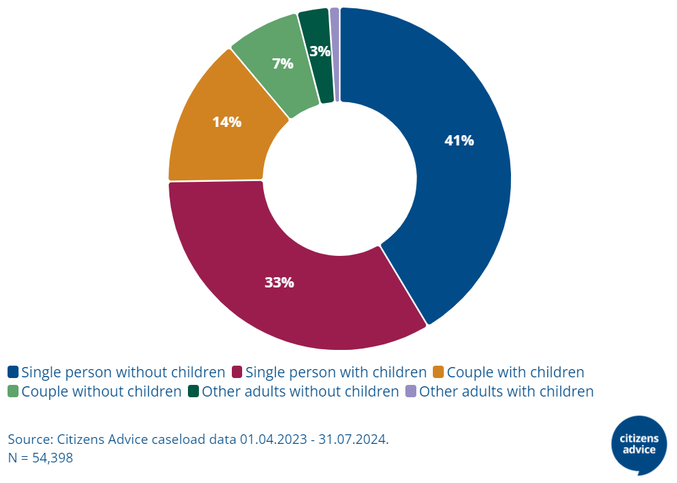 Chart showing household composition of people advised on the HSF