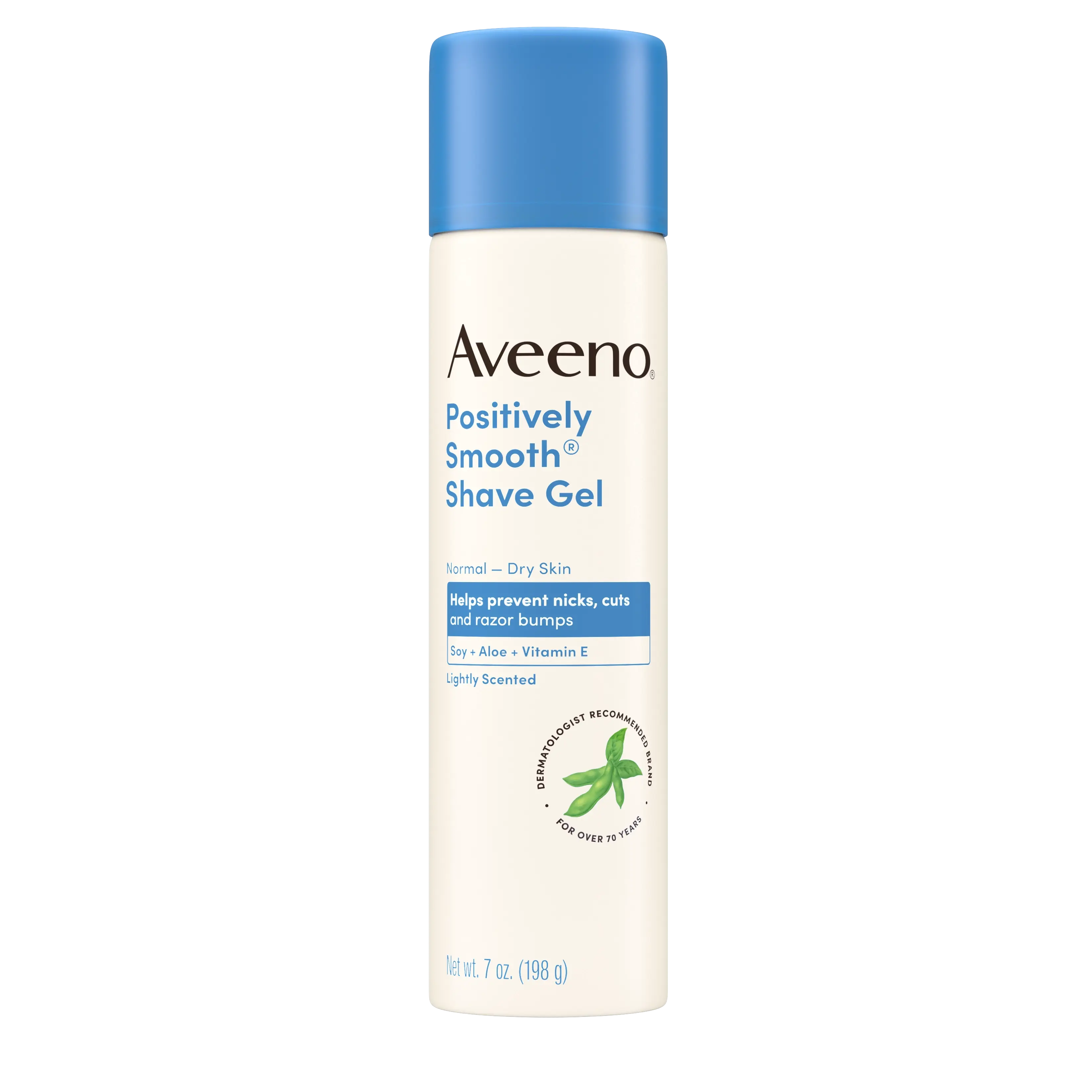 Front Pack shot of Aveeno® Positively Smooth Shave Gel