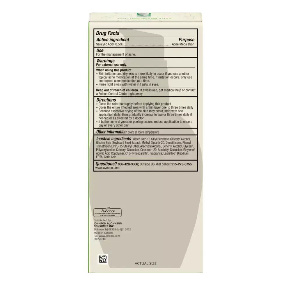 Aveeno Clear Complexion Daily Acne Facial Moisturizer Back