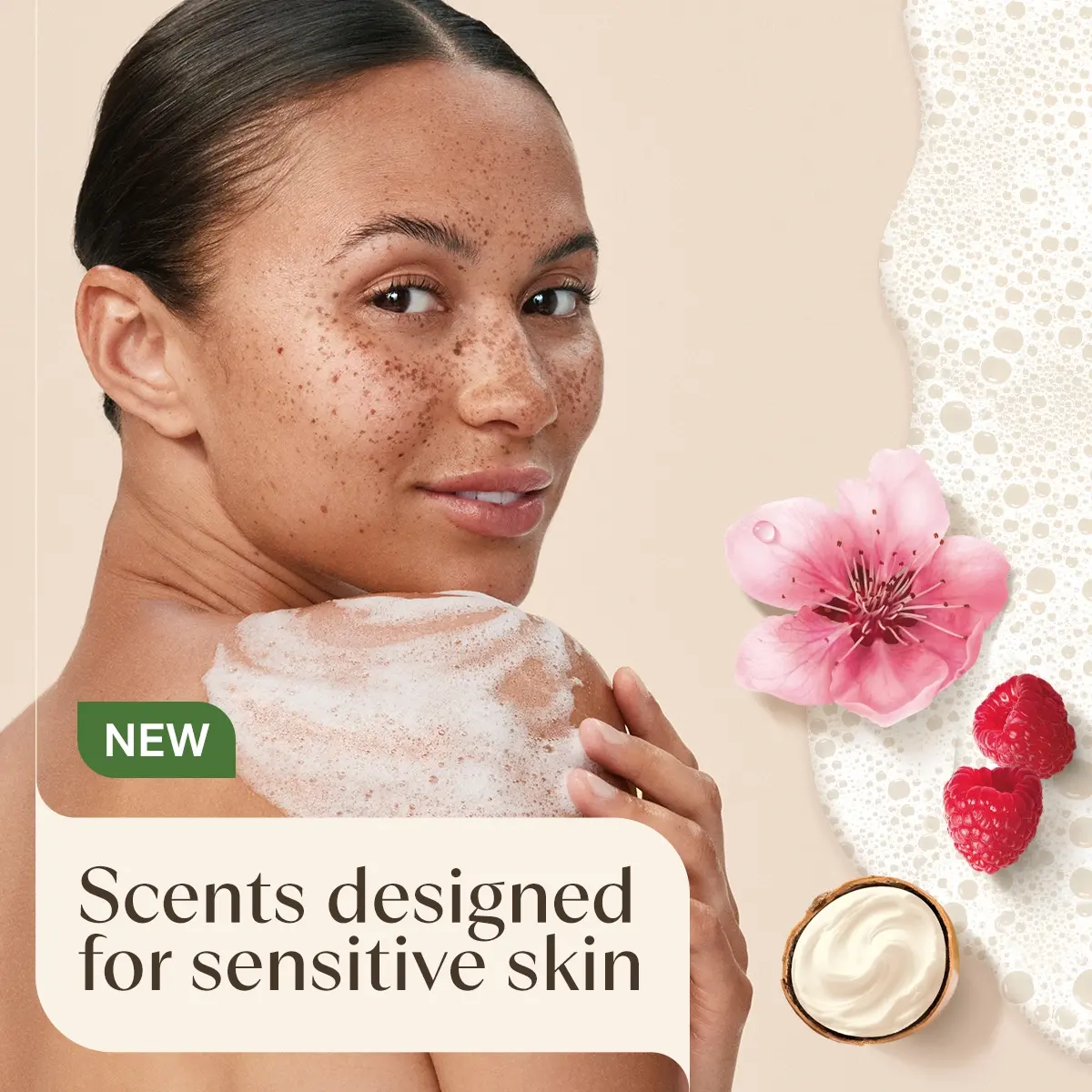 Aveeno® Daily Moisturizing Shea Butter Berry Body Wash, scents designed for sensitive skin