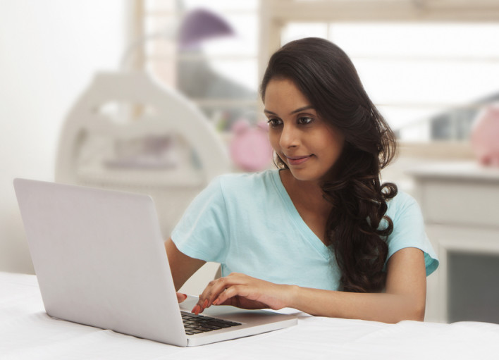 Woman using a laptop