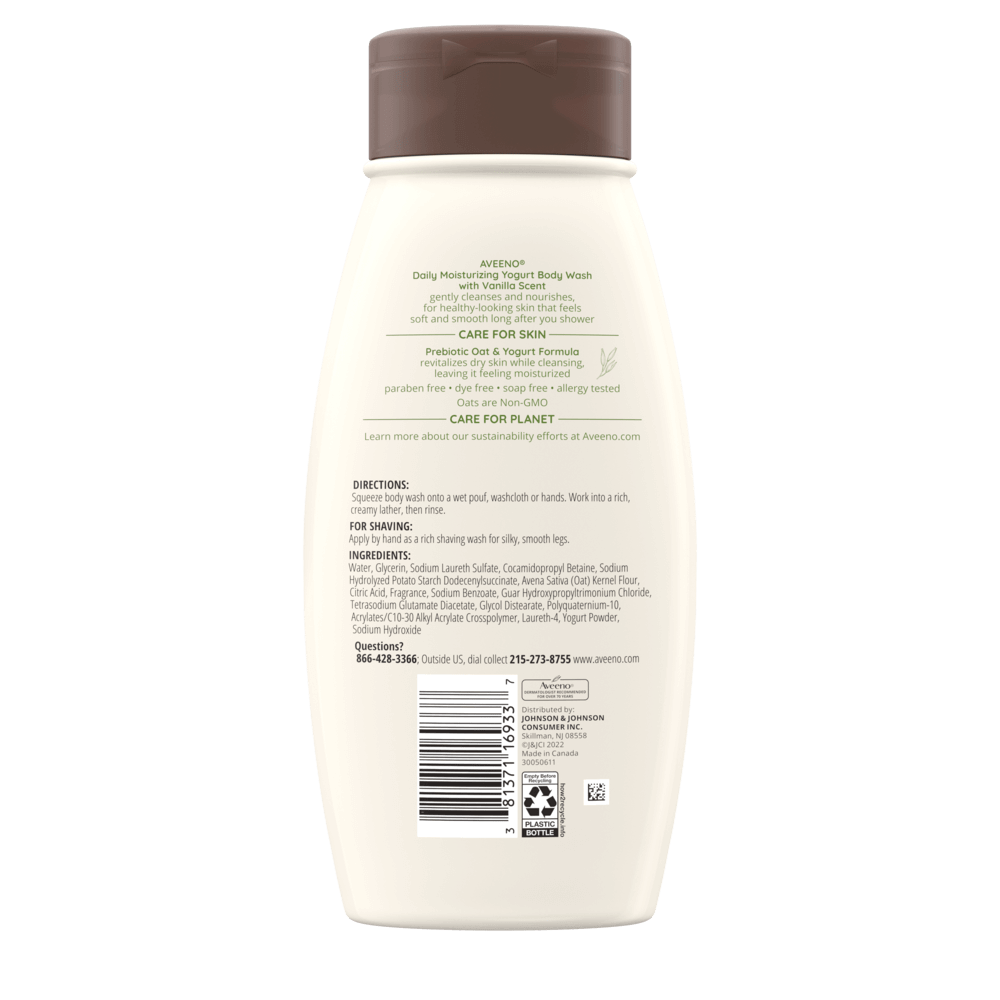 Aveeno Daily Moisturizing Yogurt Body Wash, Vanilla Scent Transition