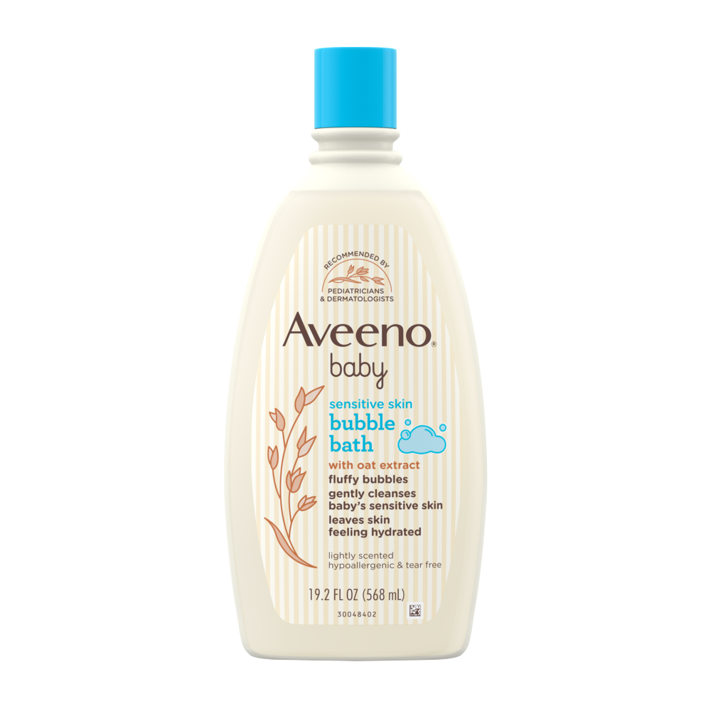 Pack shot of Aveeno® Baby Sensitive Skin Oat Extract Bubble Bath, 19.2 fl oz