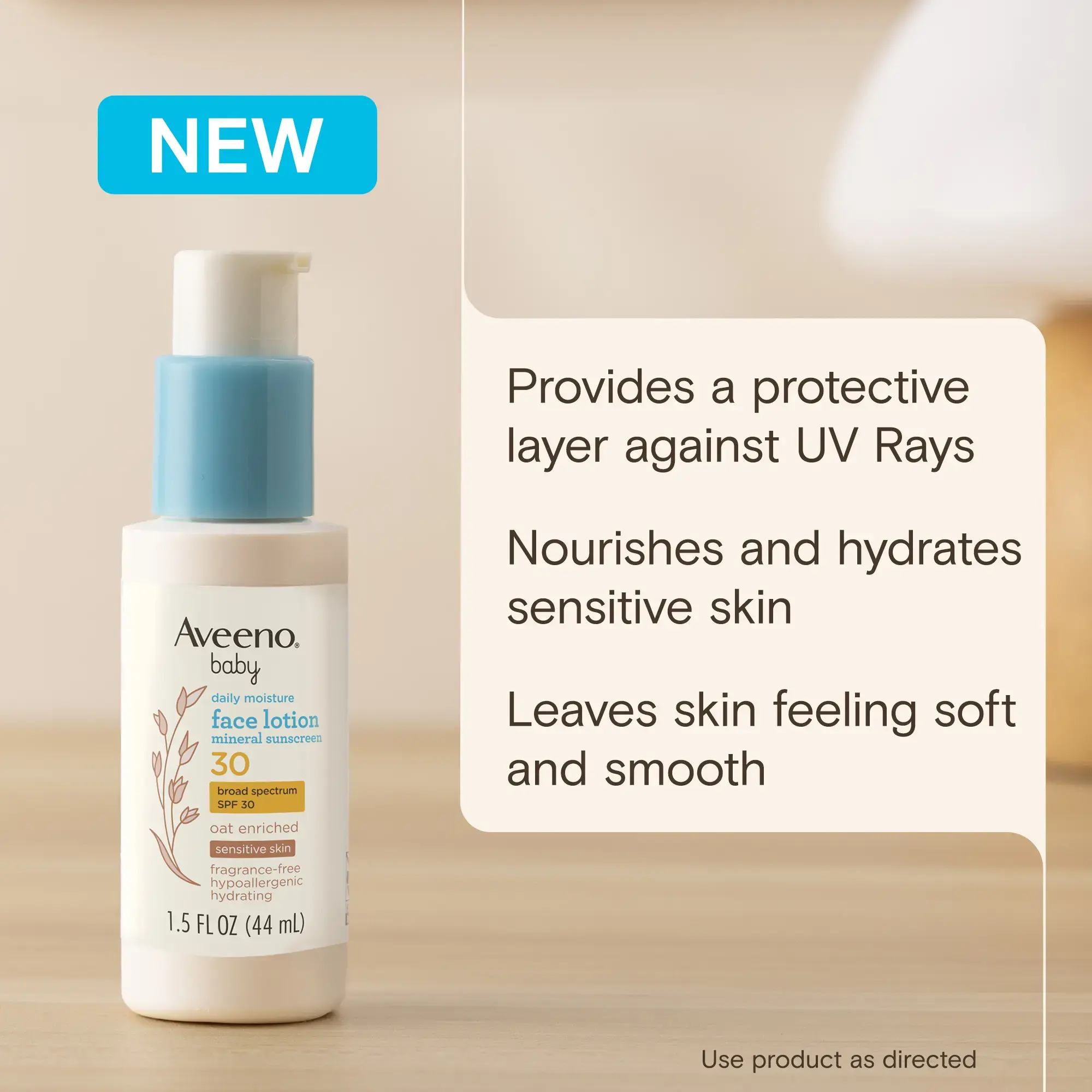 Aveeno® NEW Baby Daily Moisture Face Lotion & Mineral Sunscreen, SPF 30