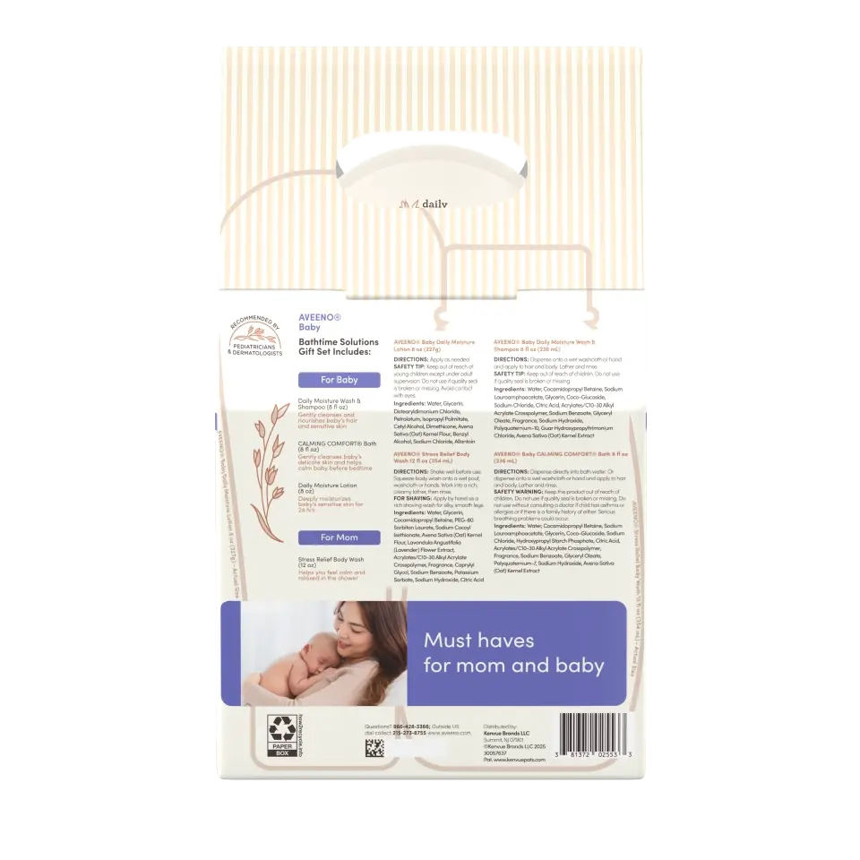 Back shot of Aveeno® Baby Daily Bathtime Solution Gift Modern Set