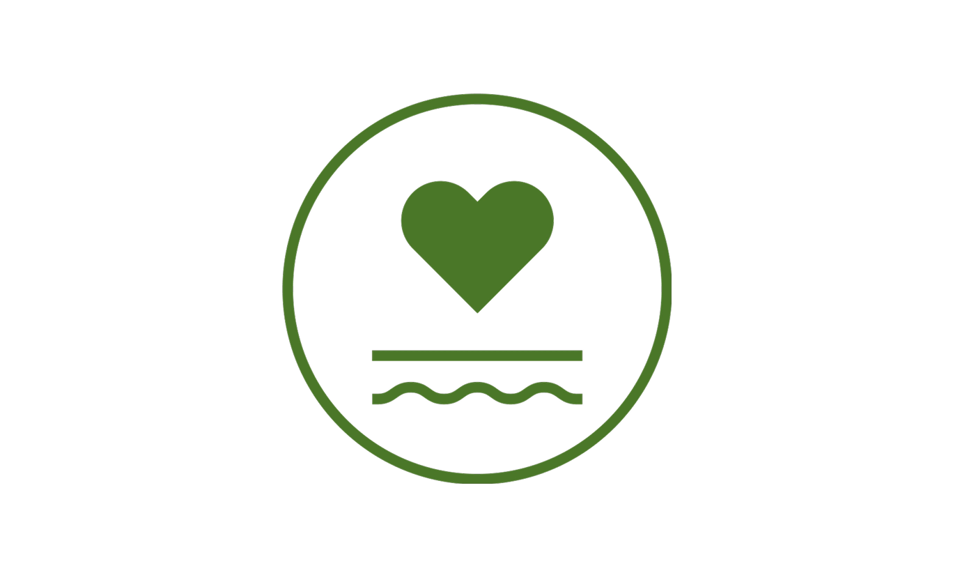 Icon of a heart over water symbolizing Aveeno's nourishing moisturizing benefits.