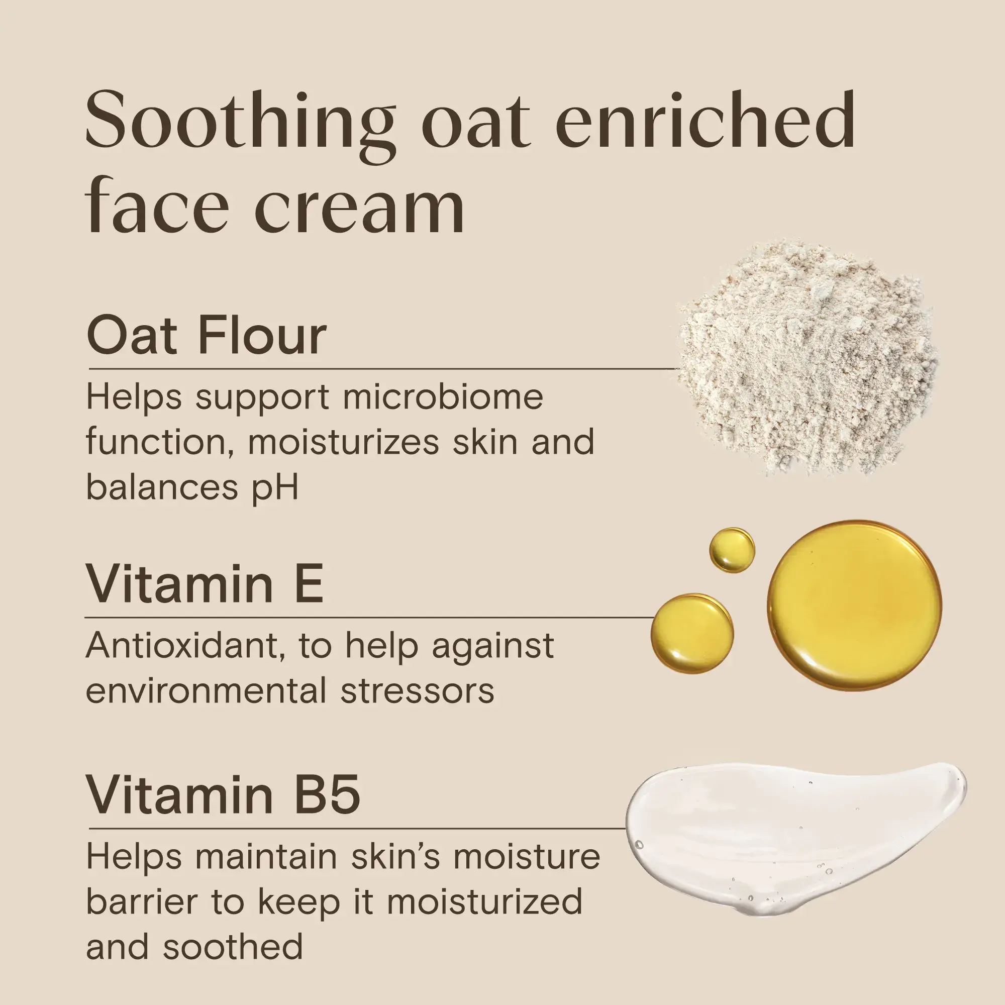 Soothing oat enriched face cream with oat flour, vitamin E and Vitamin B5