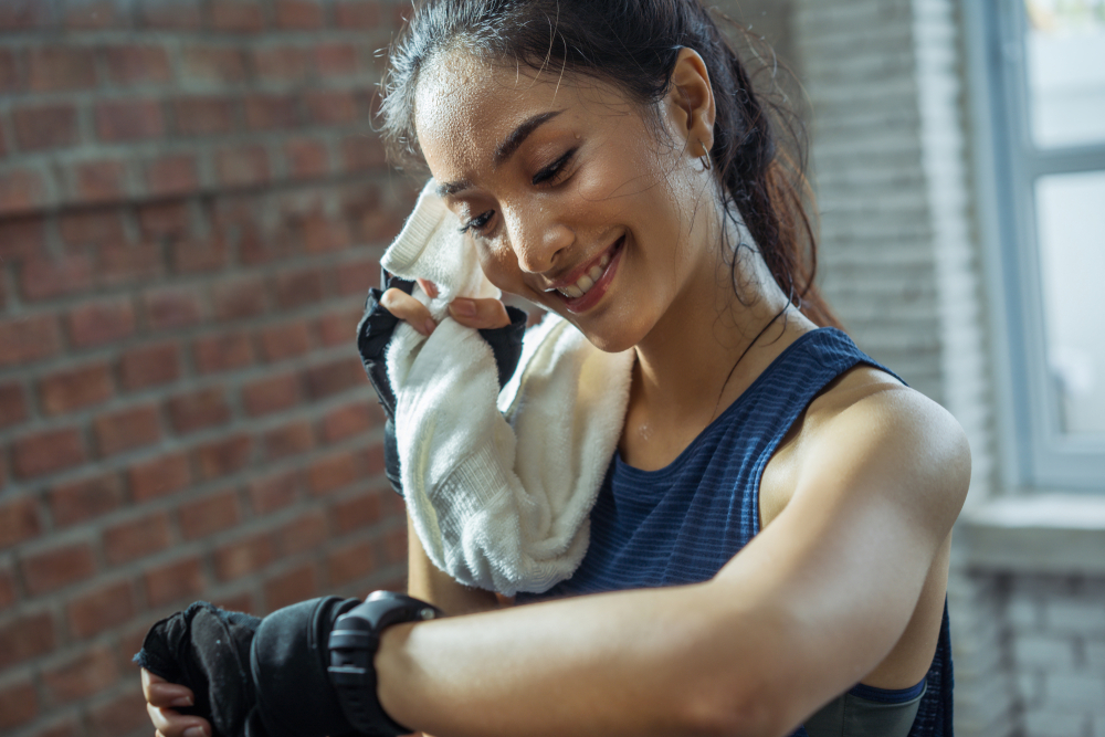 Woman working out in the sun.