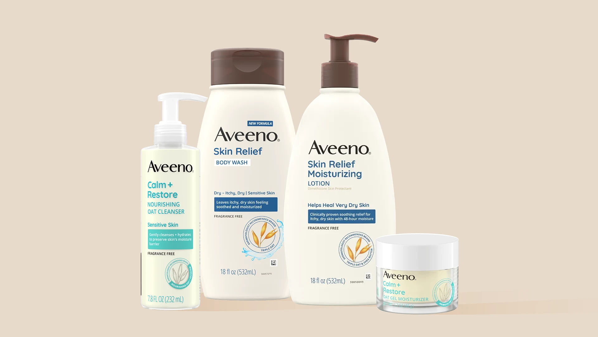 Aveeno® Back to School product collection banner, Skin Relief and Calm + Restore