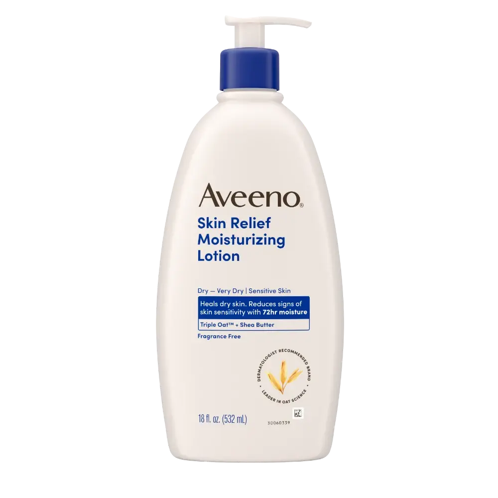 Front pack shot of Aveeno® Skin Relief Moisturizing Lotion for Very Dry Skin 18oz