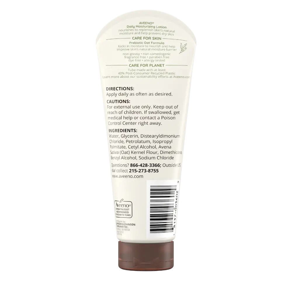 Back Pack shot of Daily Moisturizing Body Lotion with Soothing Oat 2.5oz
