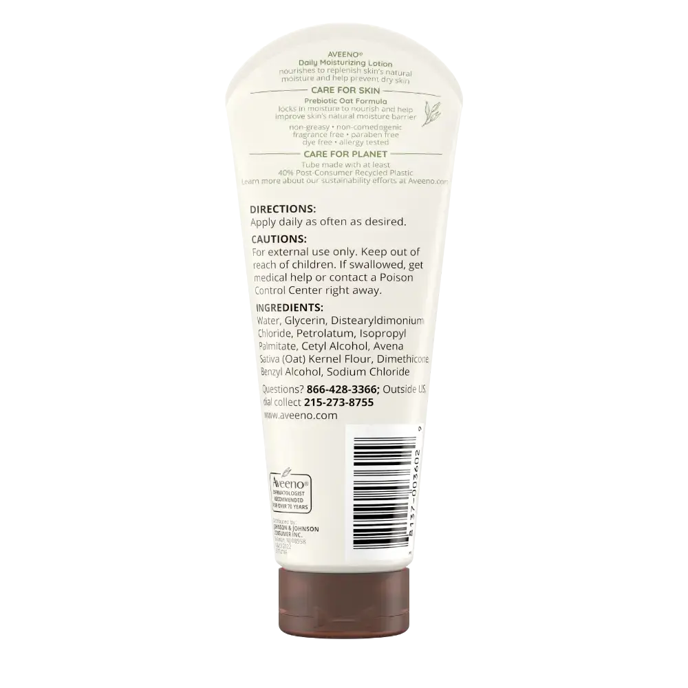 Back Pack shot of Daily Moisturizing Body Lotion with Soothing Oat 2.5oz
