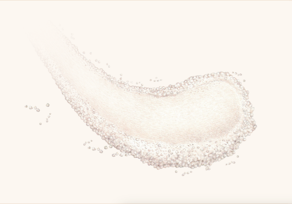 A swatch showing the powdery texture of Zinc Oxide on a surface